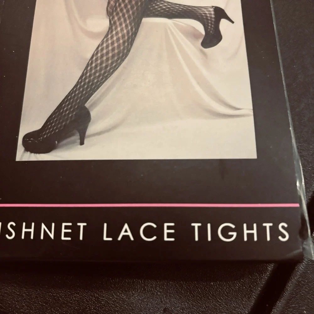 Nwot NuNu Legwear Queen Fishnet Lace‎ Tights M/L Black Womens